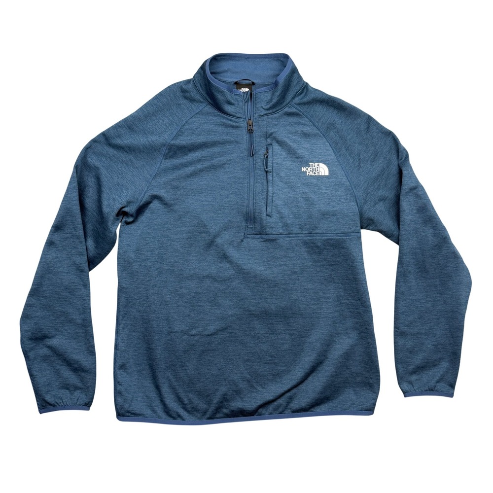 The North Face Canyonlands Pullover Mens L Blue Quarter Zip Fleece‎ Sweater EUC
